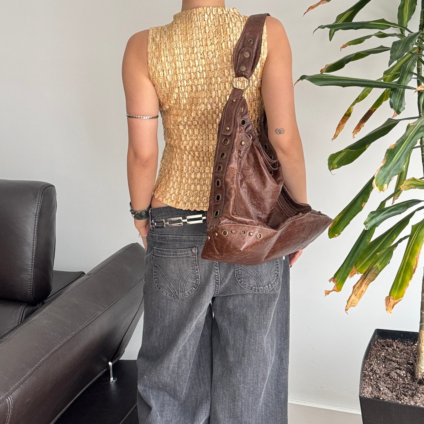 Gold Textured Fitted Top