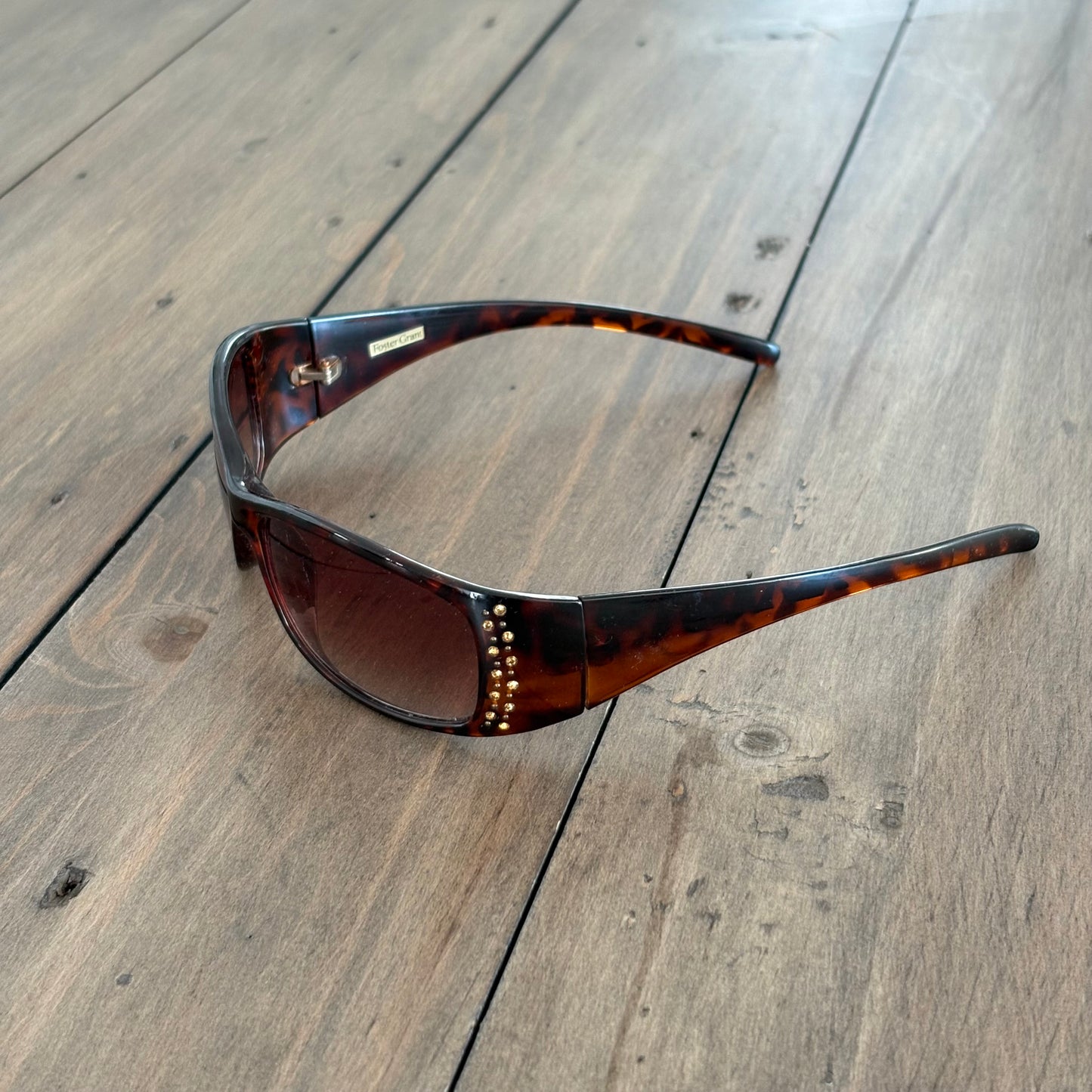 Brown Gold Rhinestones Sunglasses