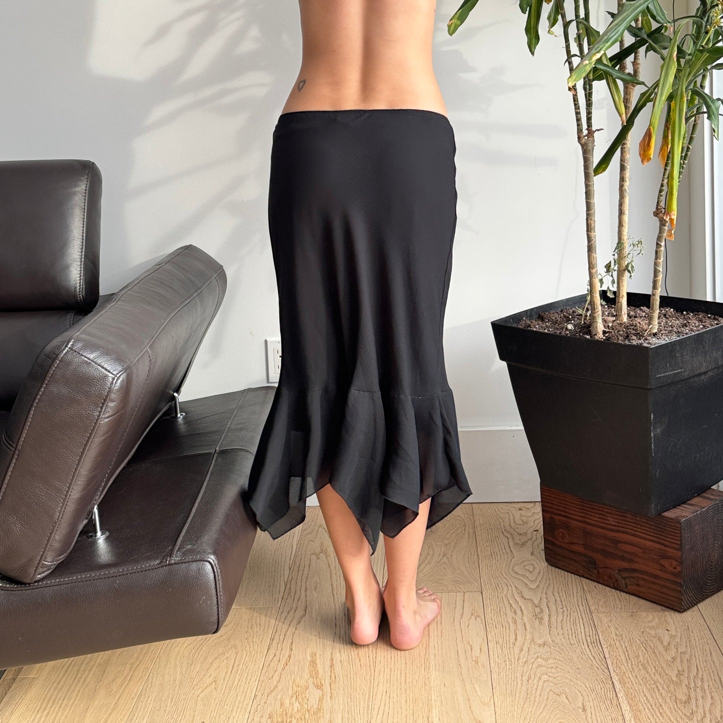 Black Mesh Layered Maxi Skirt