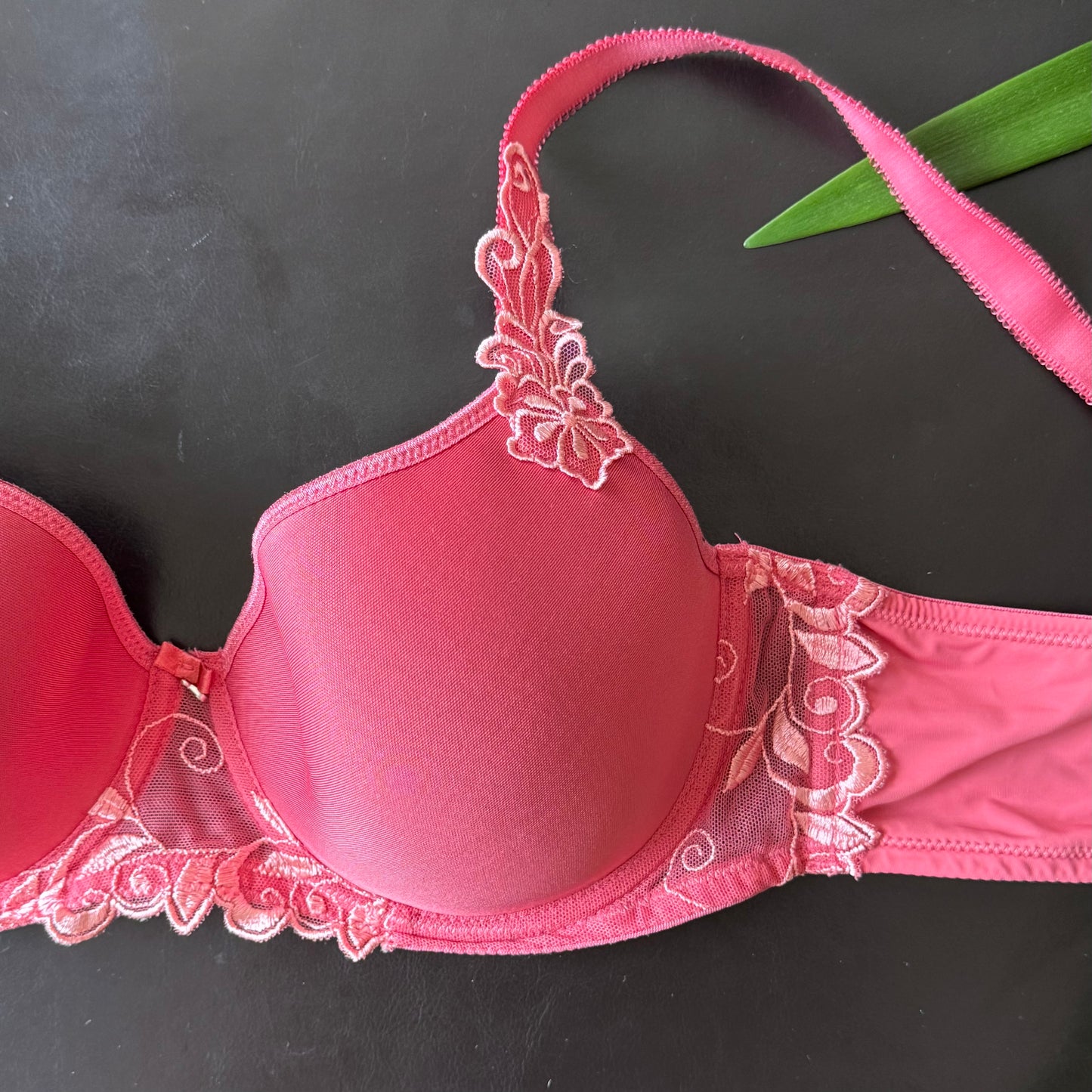 Salmon Pink Floral Bra