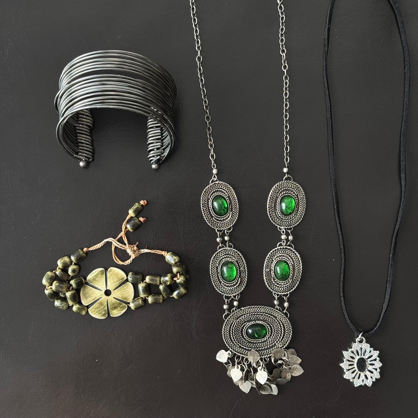 Green & Silver Jewelry Set