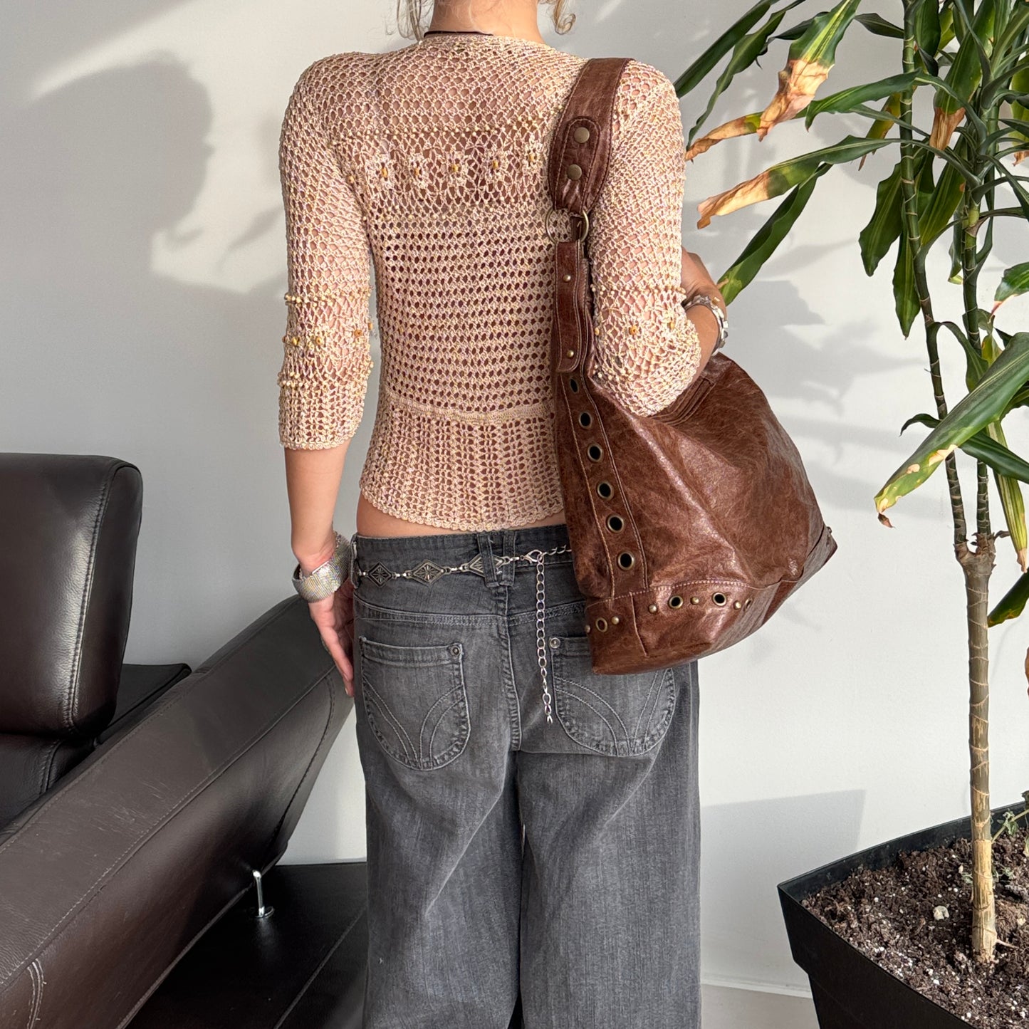 Beige Wooden Crochet