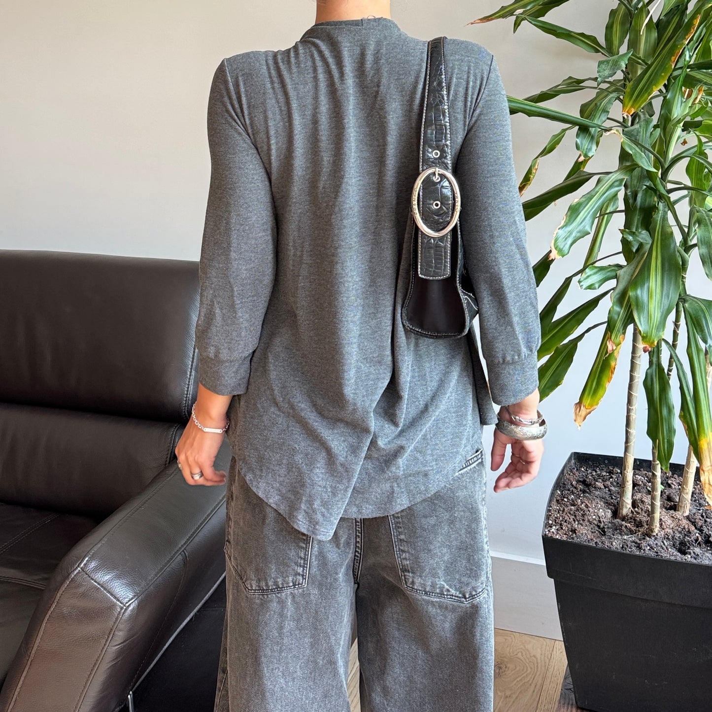Grey Ruffle Cardigan