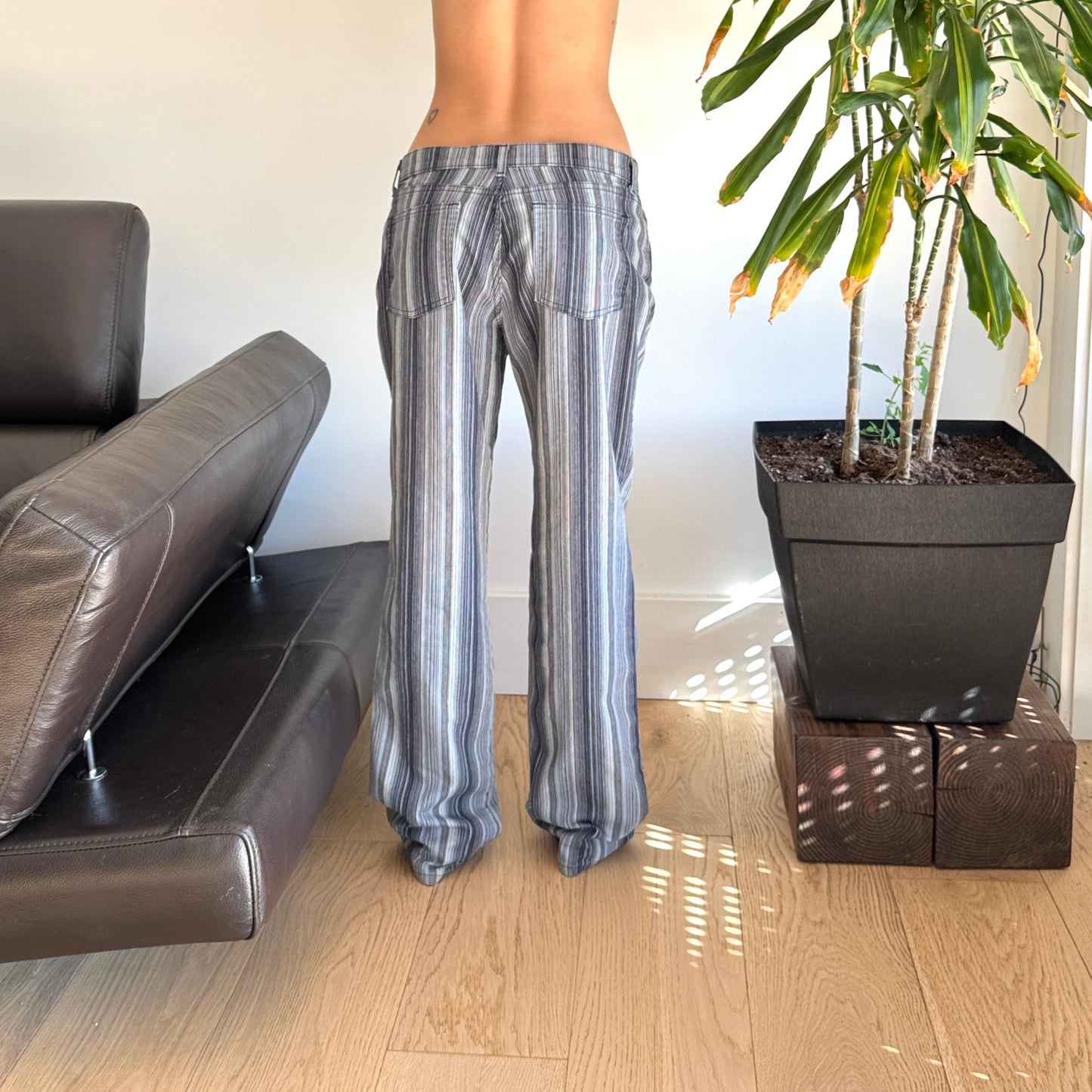 Blue & White Striped Pants