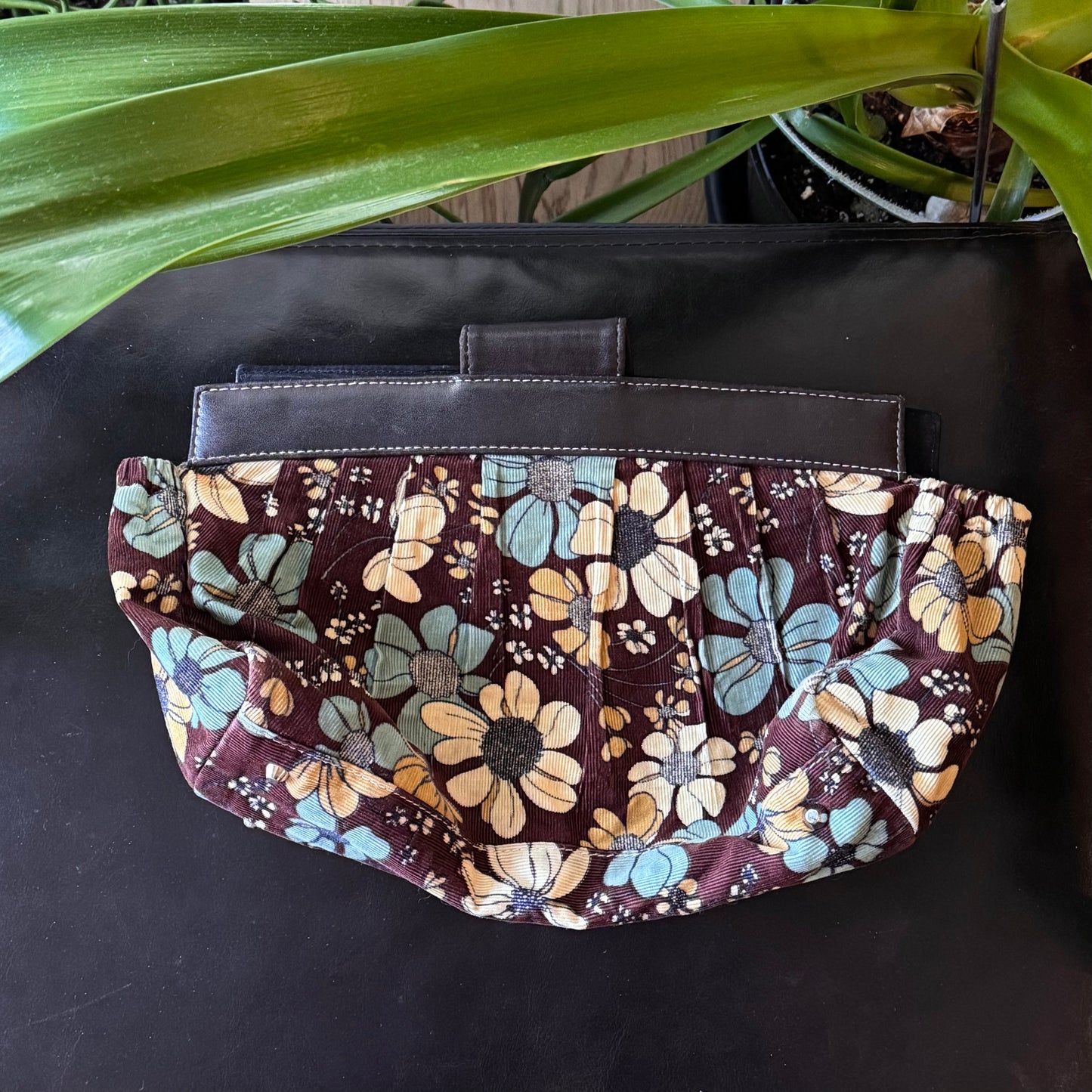 Brown Velvet Floral Handbag