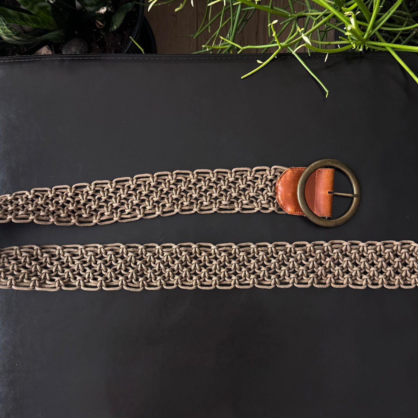Brown & Gold Macrame Belt