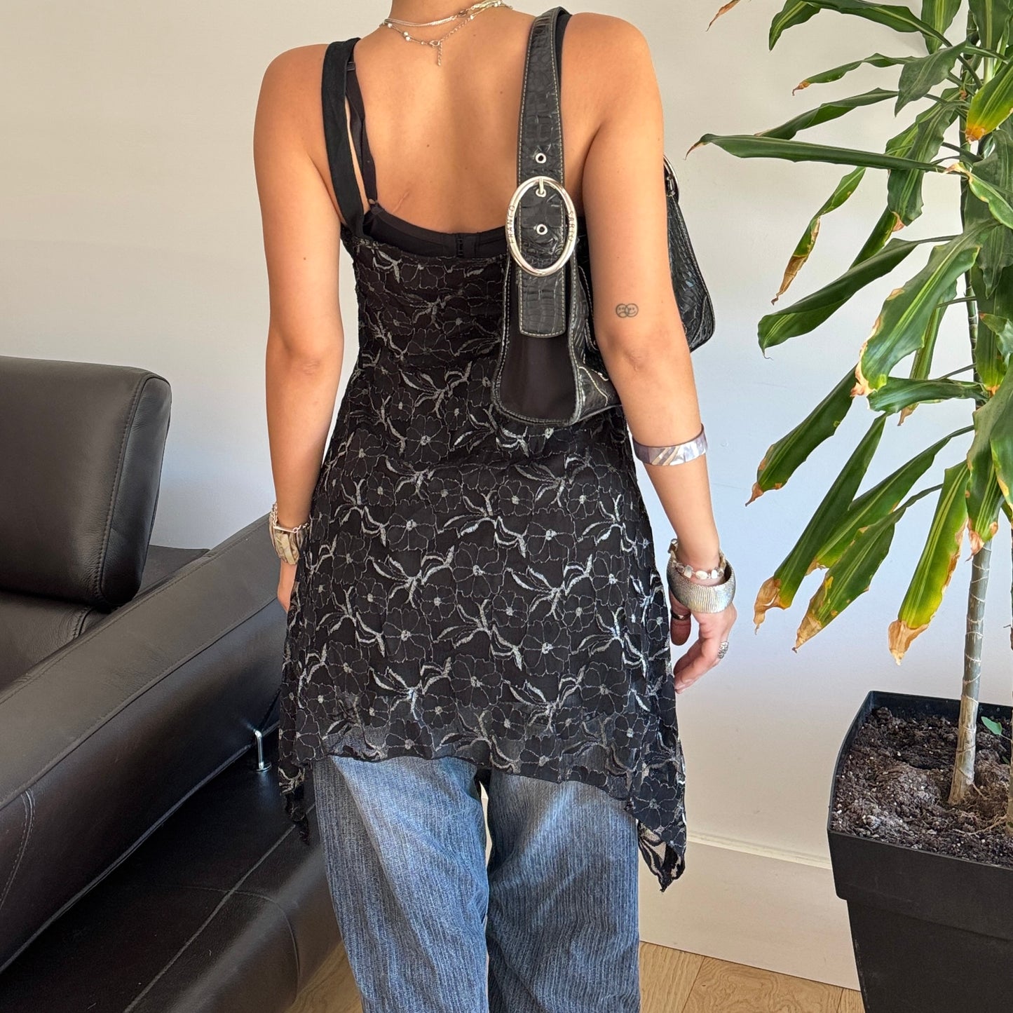 Black Floral Lace Top