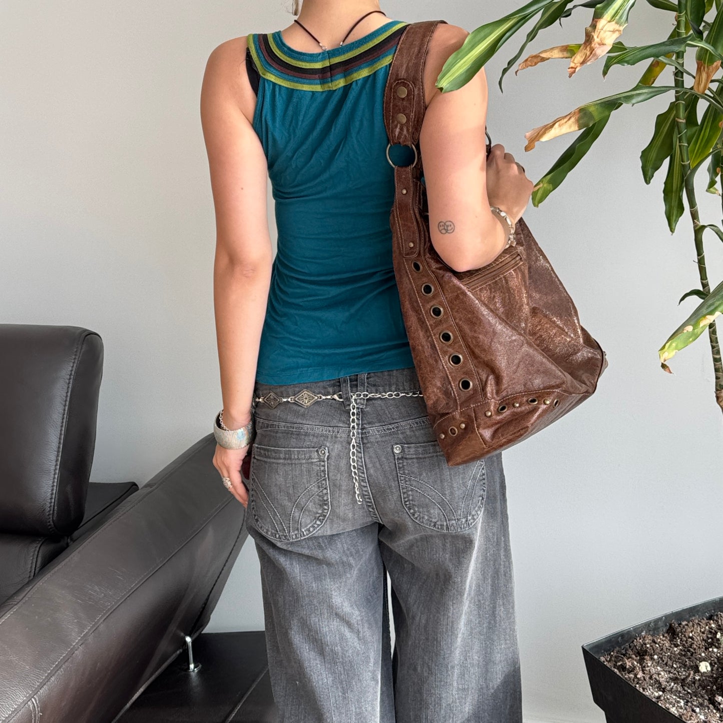 Green & Blue Striped Top