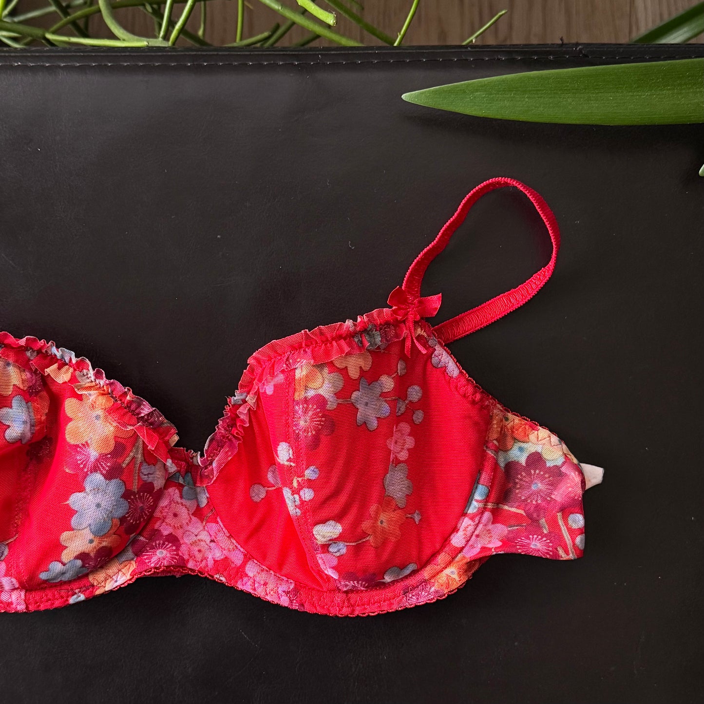 Red Floral Bra