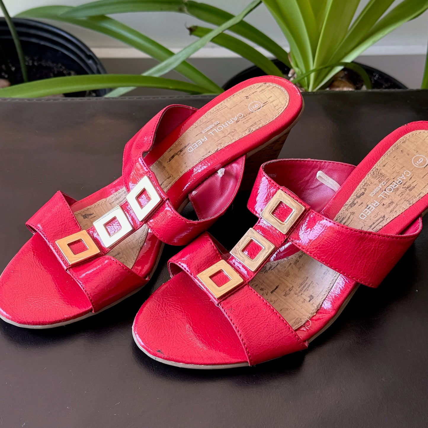 Red & Gold Kitten Heels