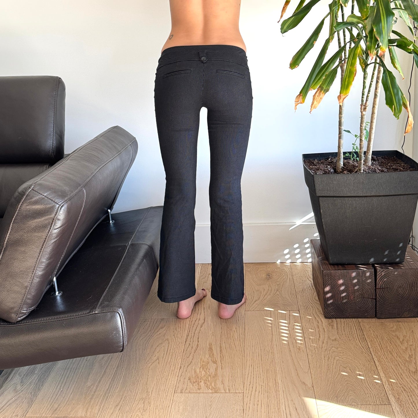 Black Striped Lowrise Trouser