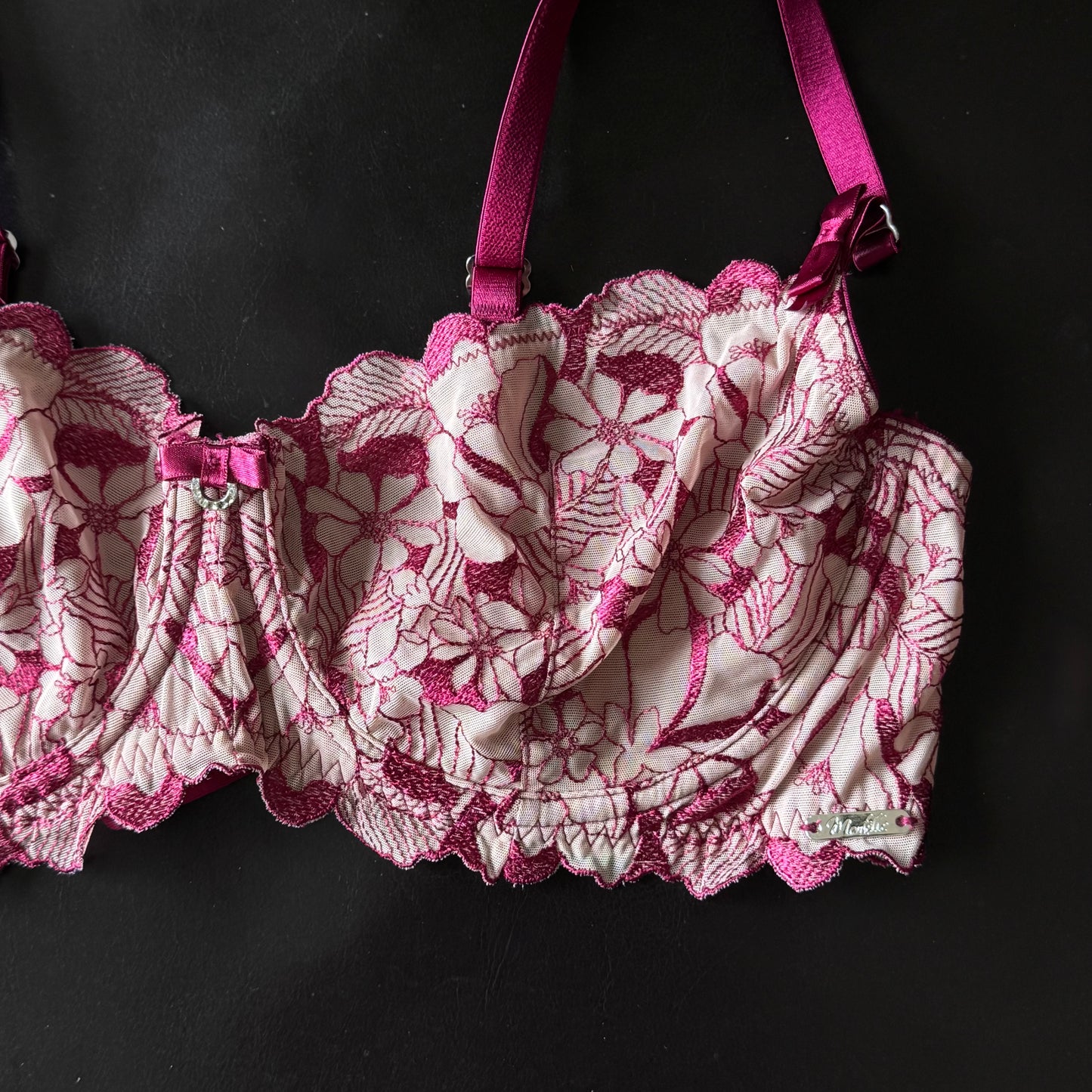 Pink & Beige Floral Bralette