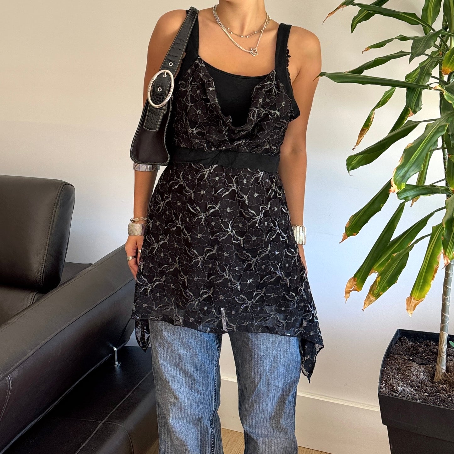 Black Floral Lace Top