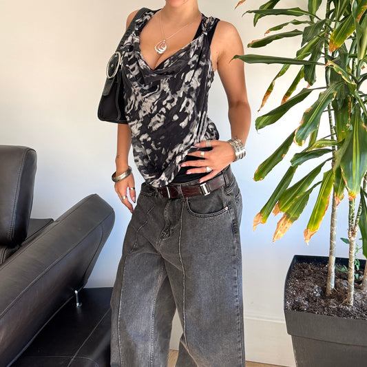 B&W Mesh Layered Top