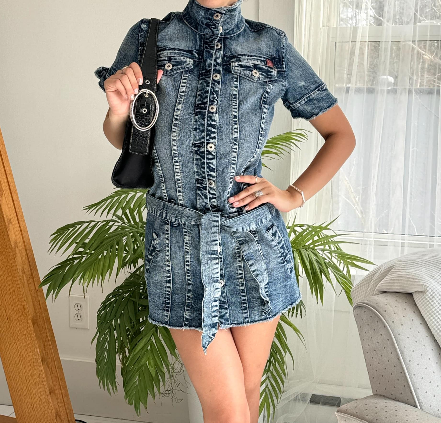 Denim Button-Up Dress