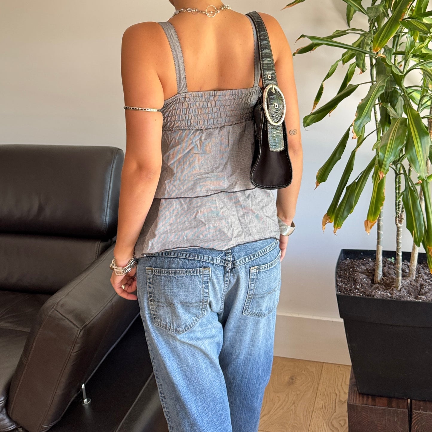 Grey Striped Unique Top