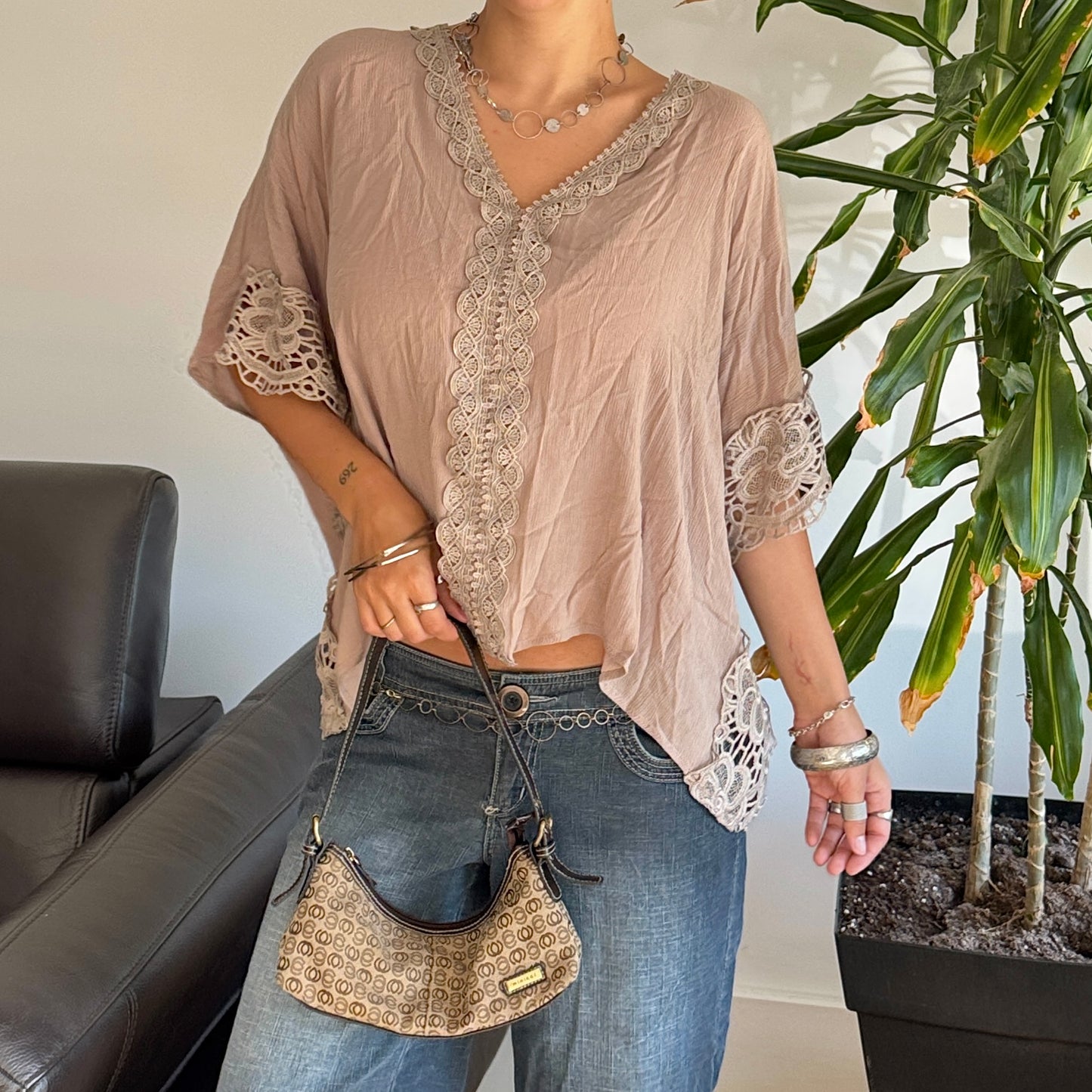 Light Brown Flowy Top