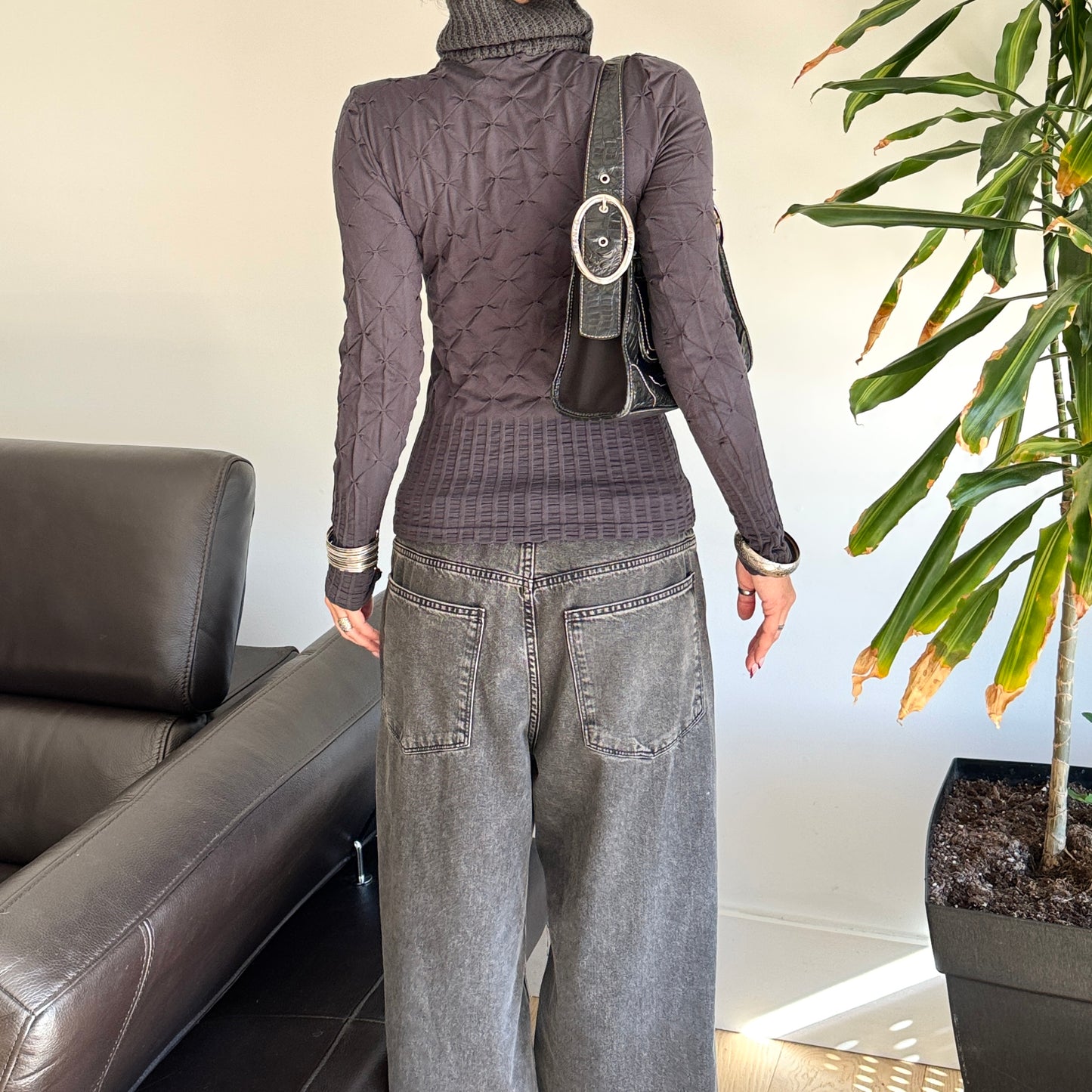 Dark Grey Ruched Top