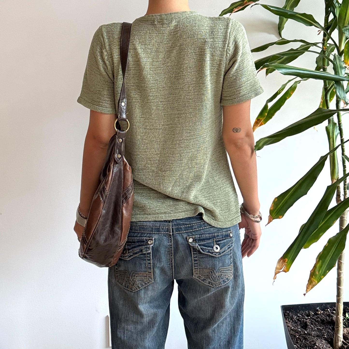 Green Knit Embroidered Top