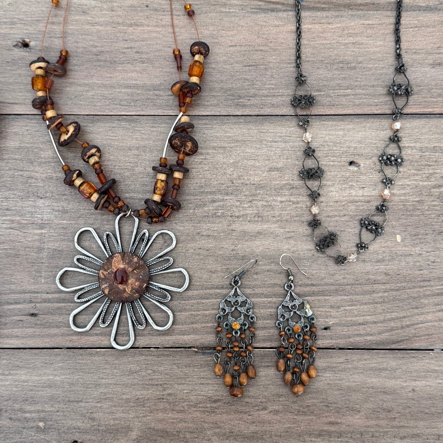 Brown & Silver Jewelry Set