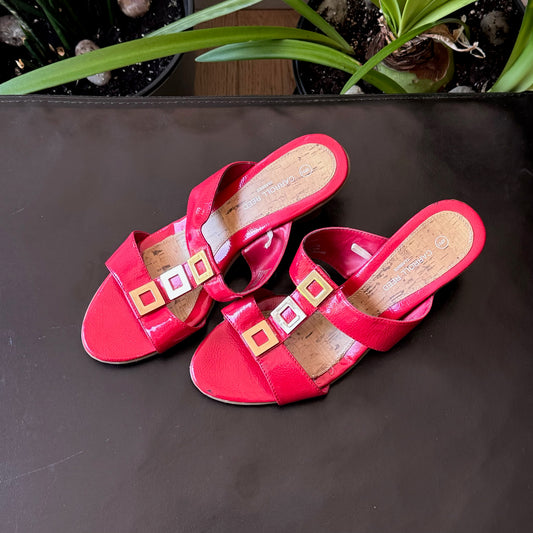 Red & Gold Kitten Heels