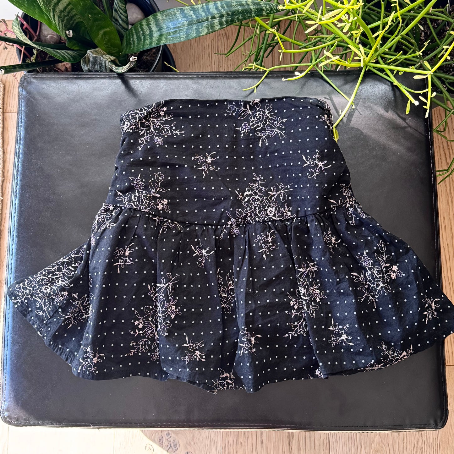Black Floral Polka Dot Mini Skirt