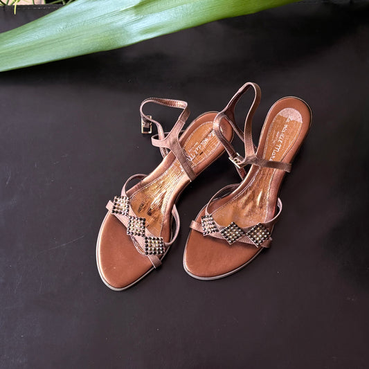 Gold Sequin Kitten Heels