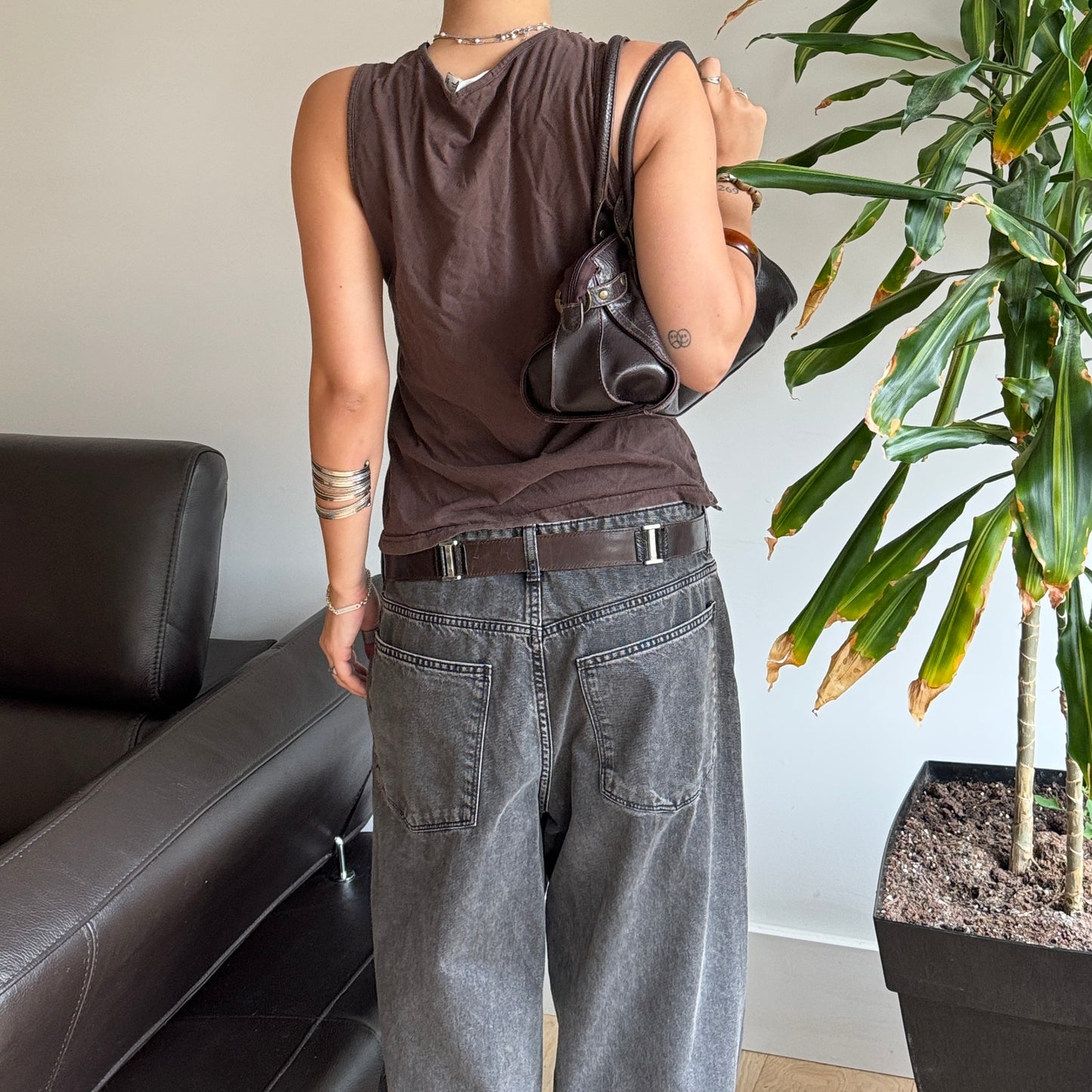 Brown Handmade Wooden Beaded Top