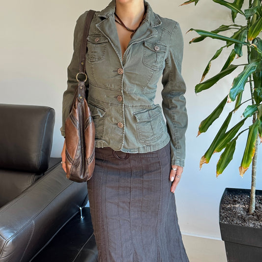 Khaki Green Button Up Jacket