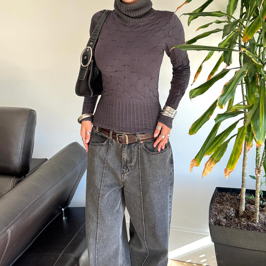 Dark Grey Ruched Top