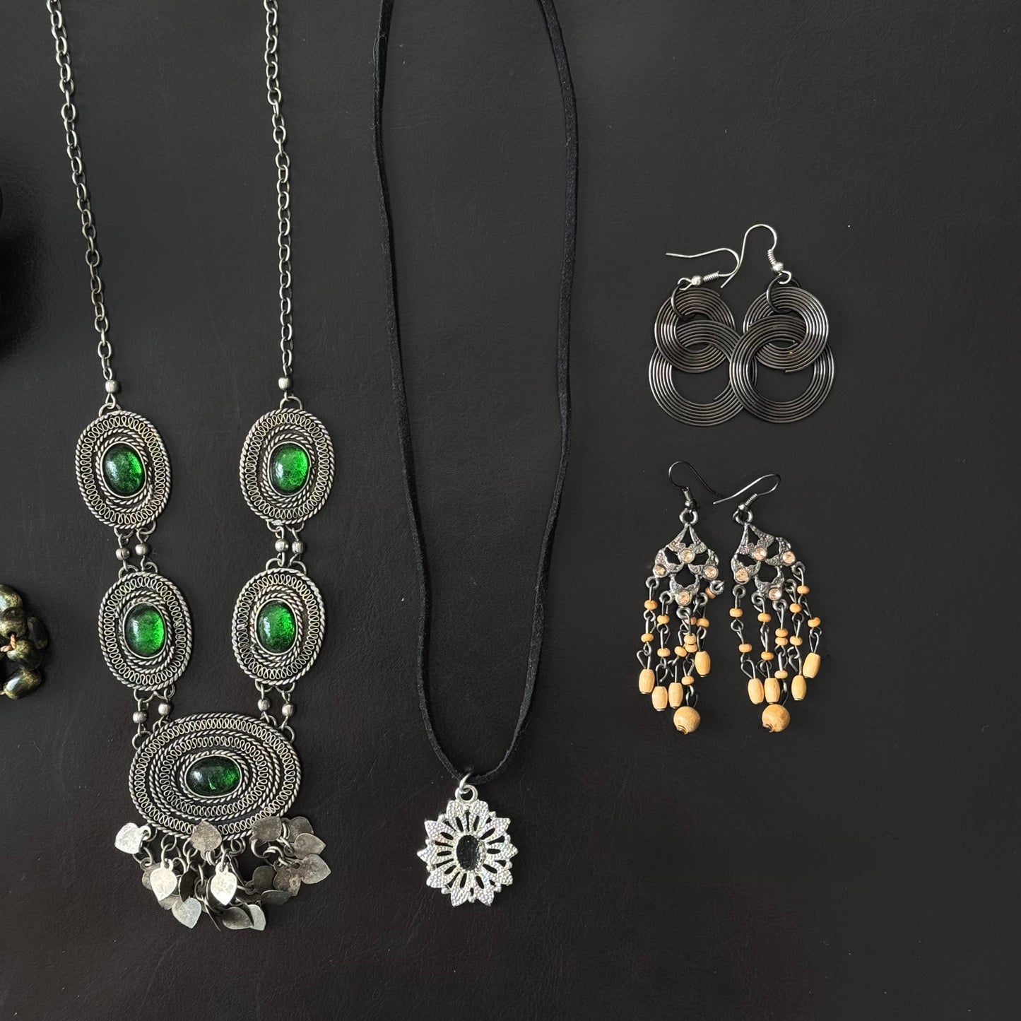 Green & Silver Jewelry Set