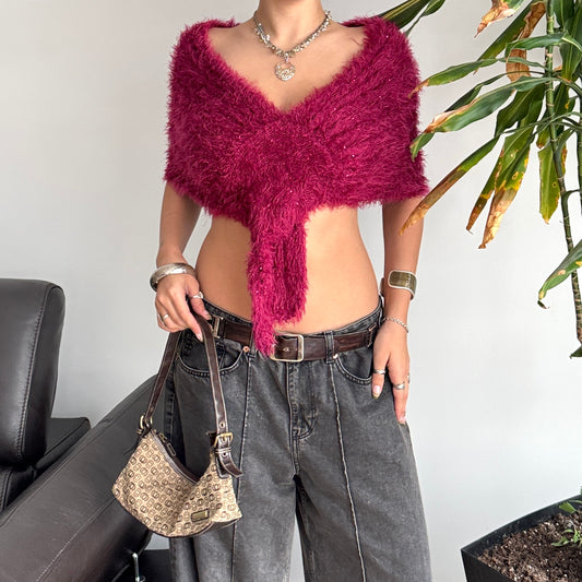 Pink Textured Poncho Like Top