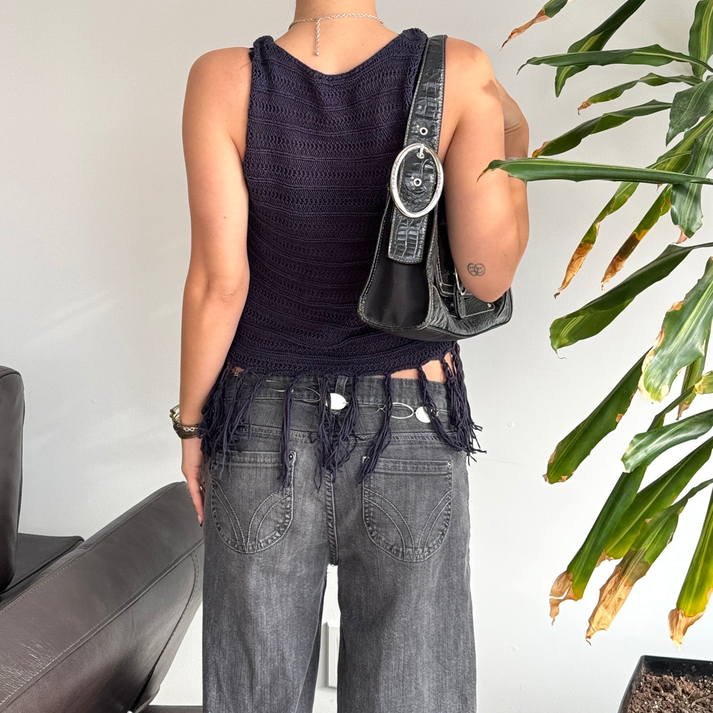 Blue Crochet Fringe Top