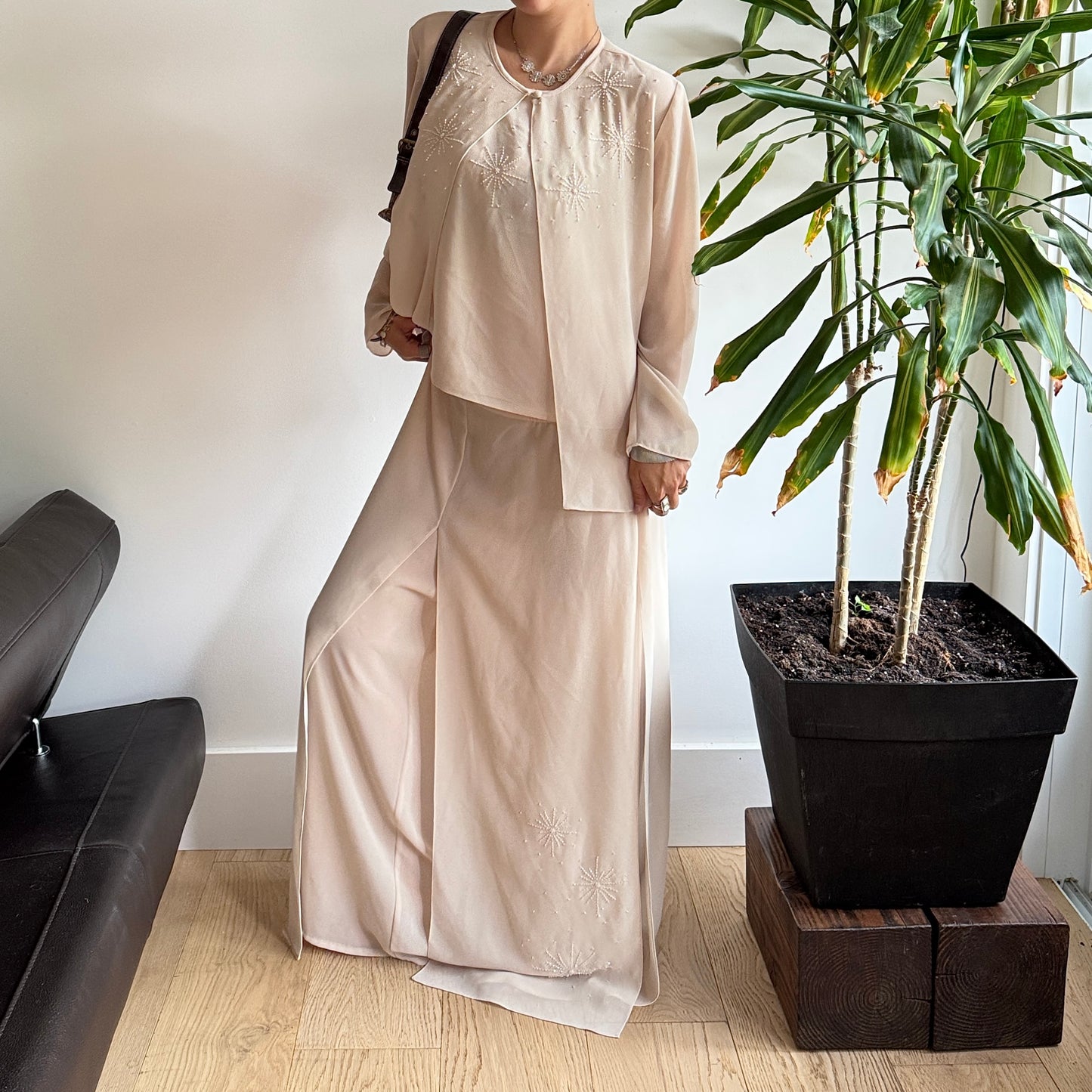 Beige 3-Piece Beaded Set