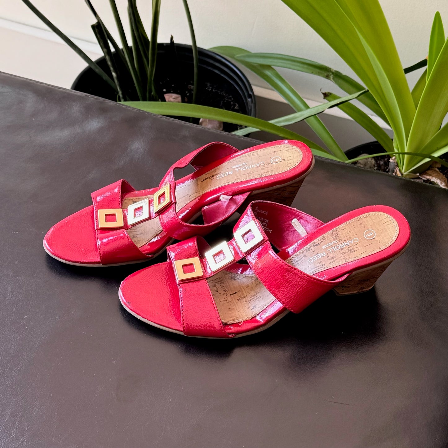 Red & Gold Kitten Heels