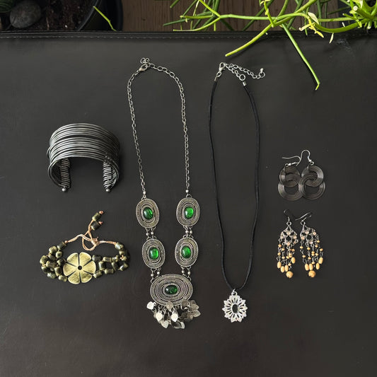 Green & Silver Jewelry Set