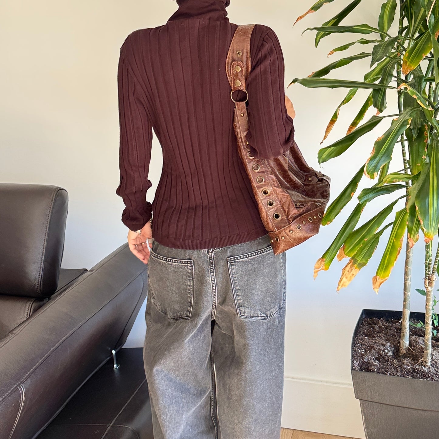 Dark Brown Striped Sweater