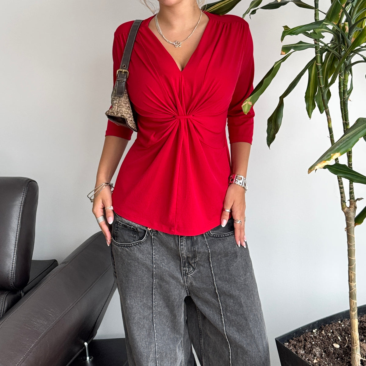 Red Rutched Top – By Els