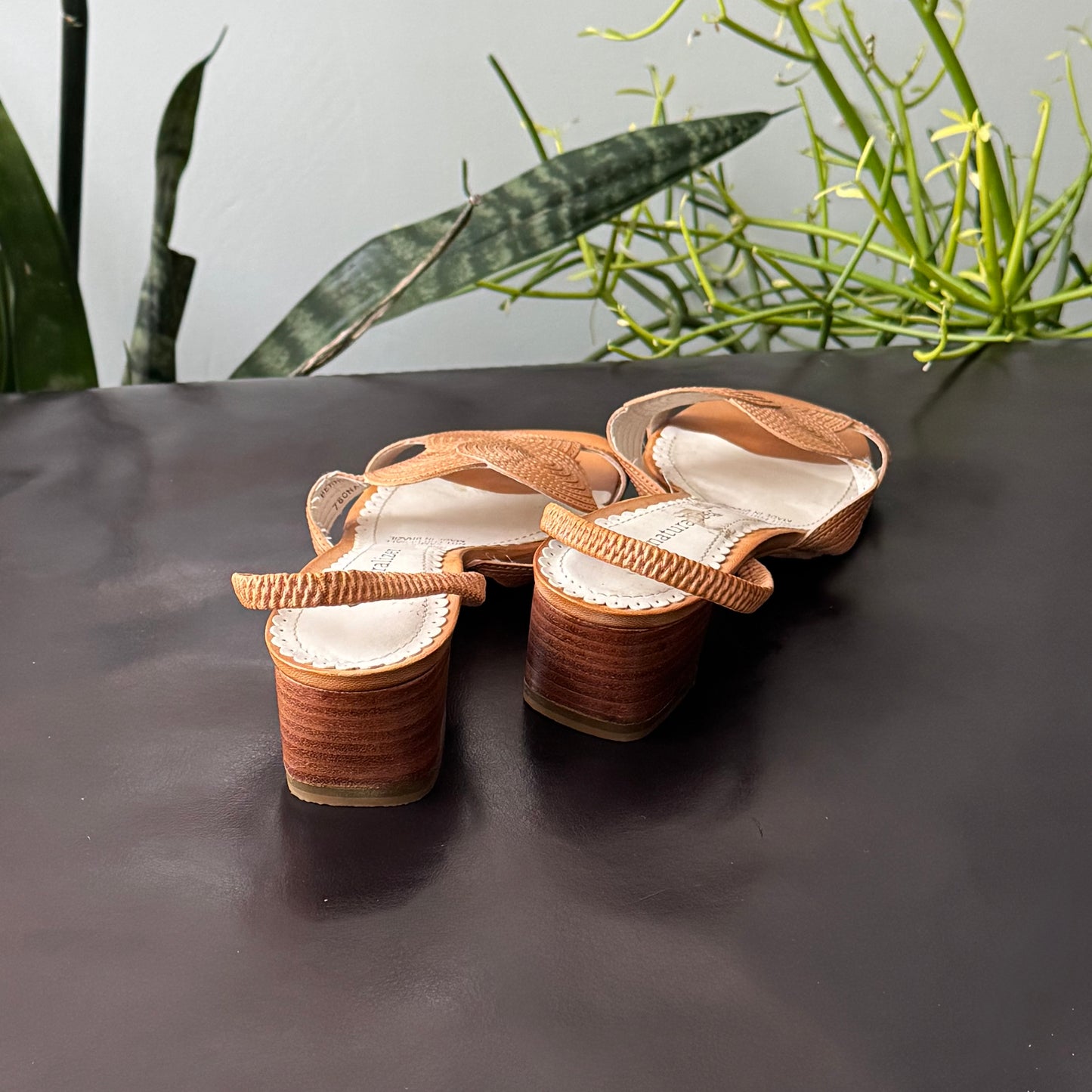 Brown Circle Wooden Heels