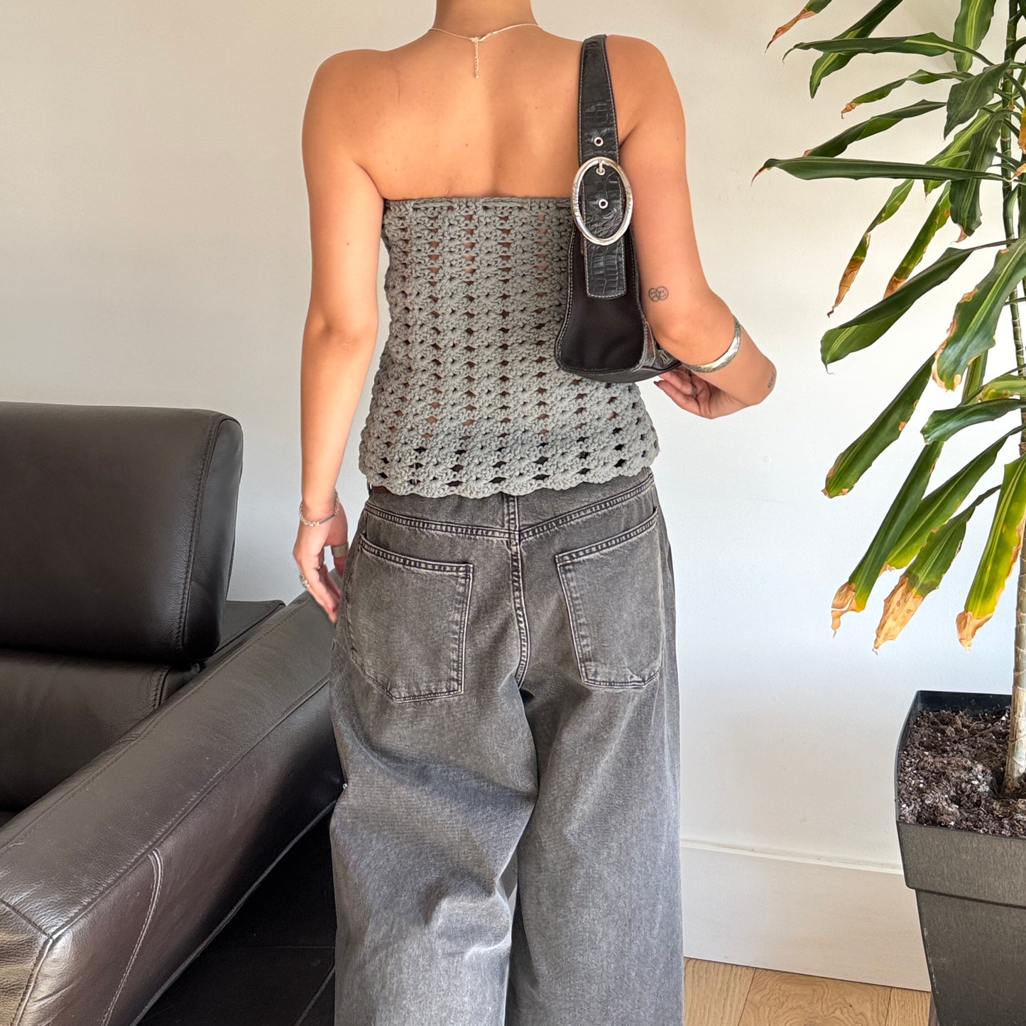 Grey Crochet Tube Top