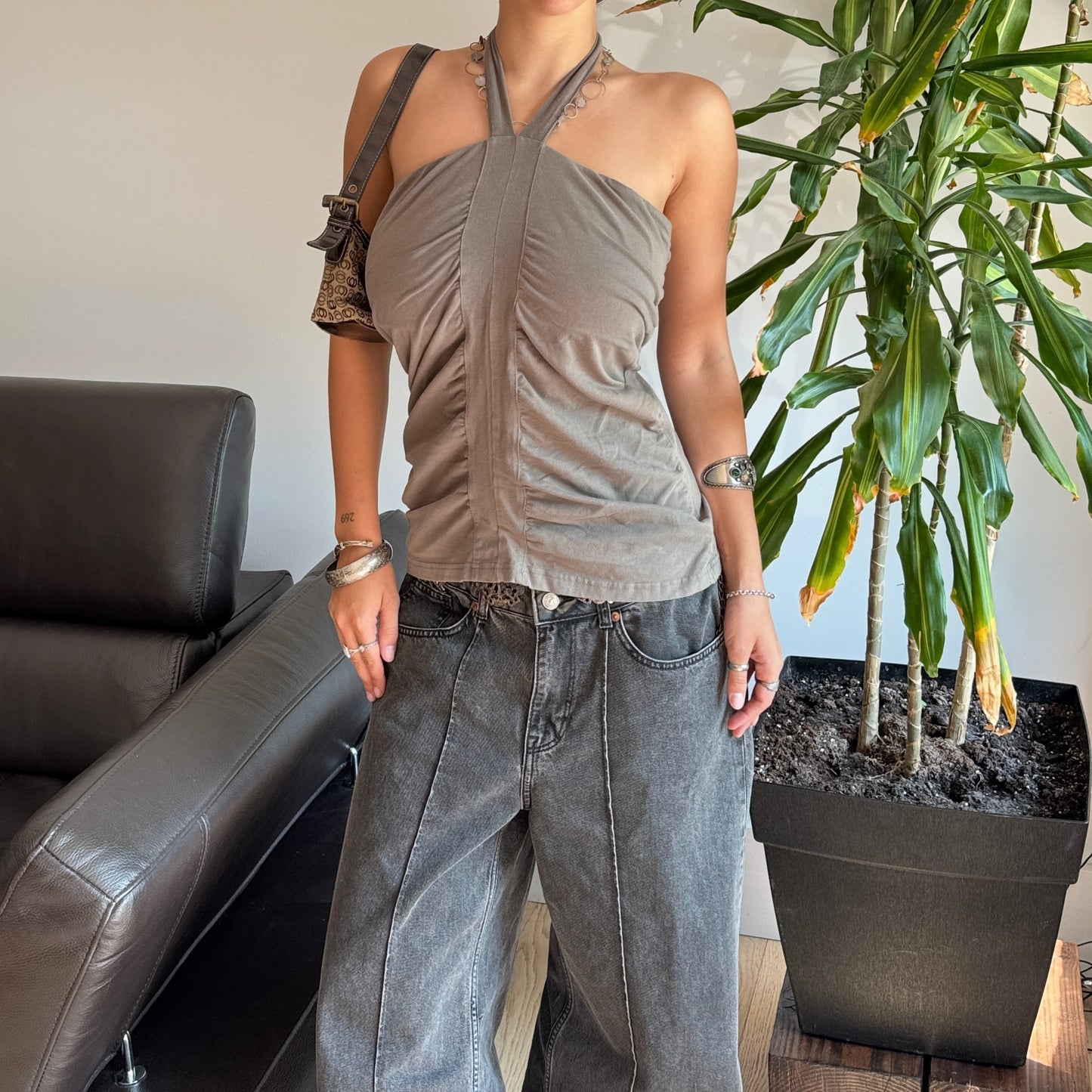 Khaki Green Halter Top