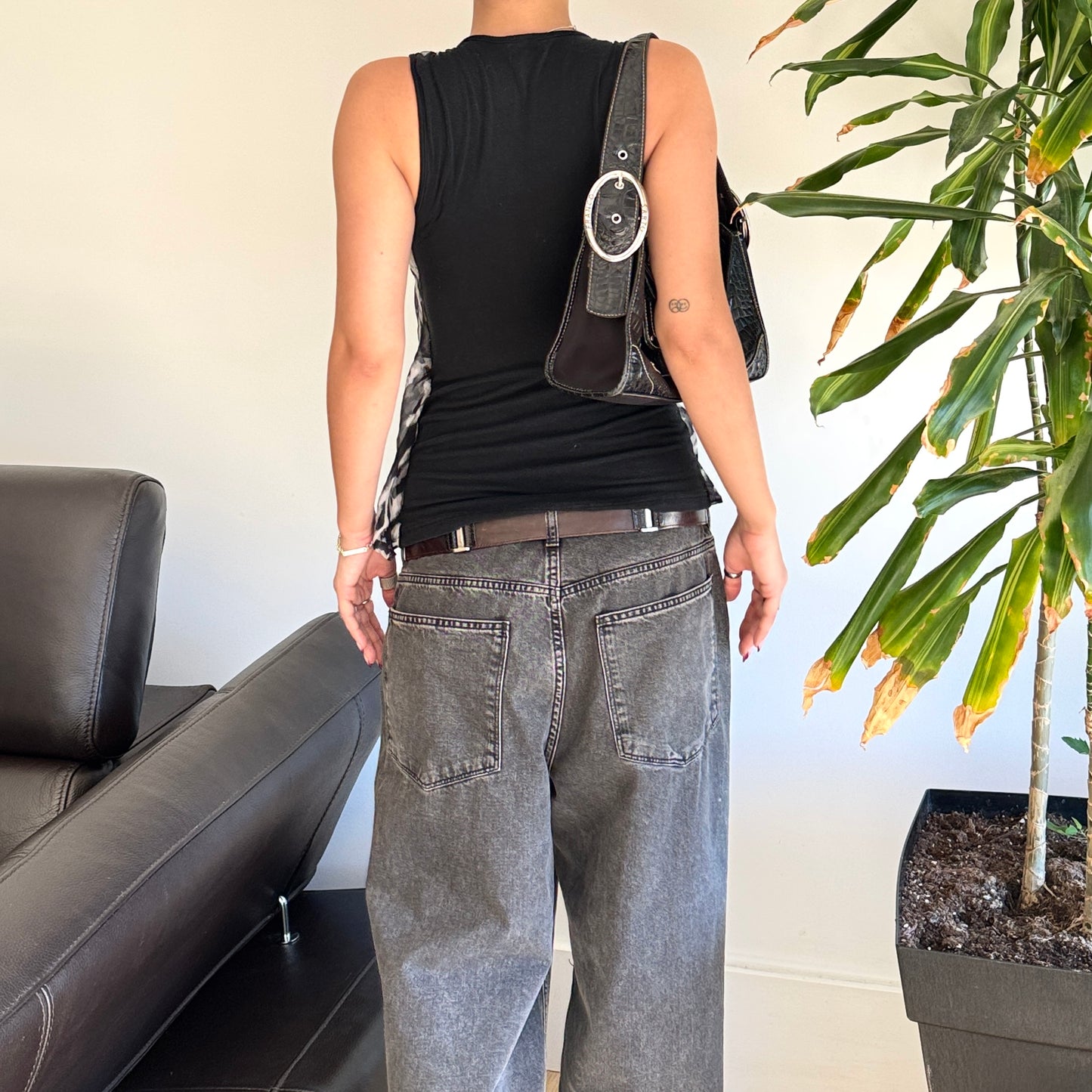 B&W Mesh Layered Top