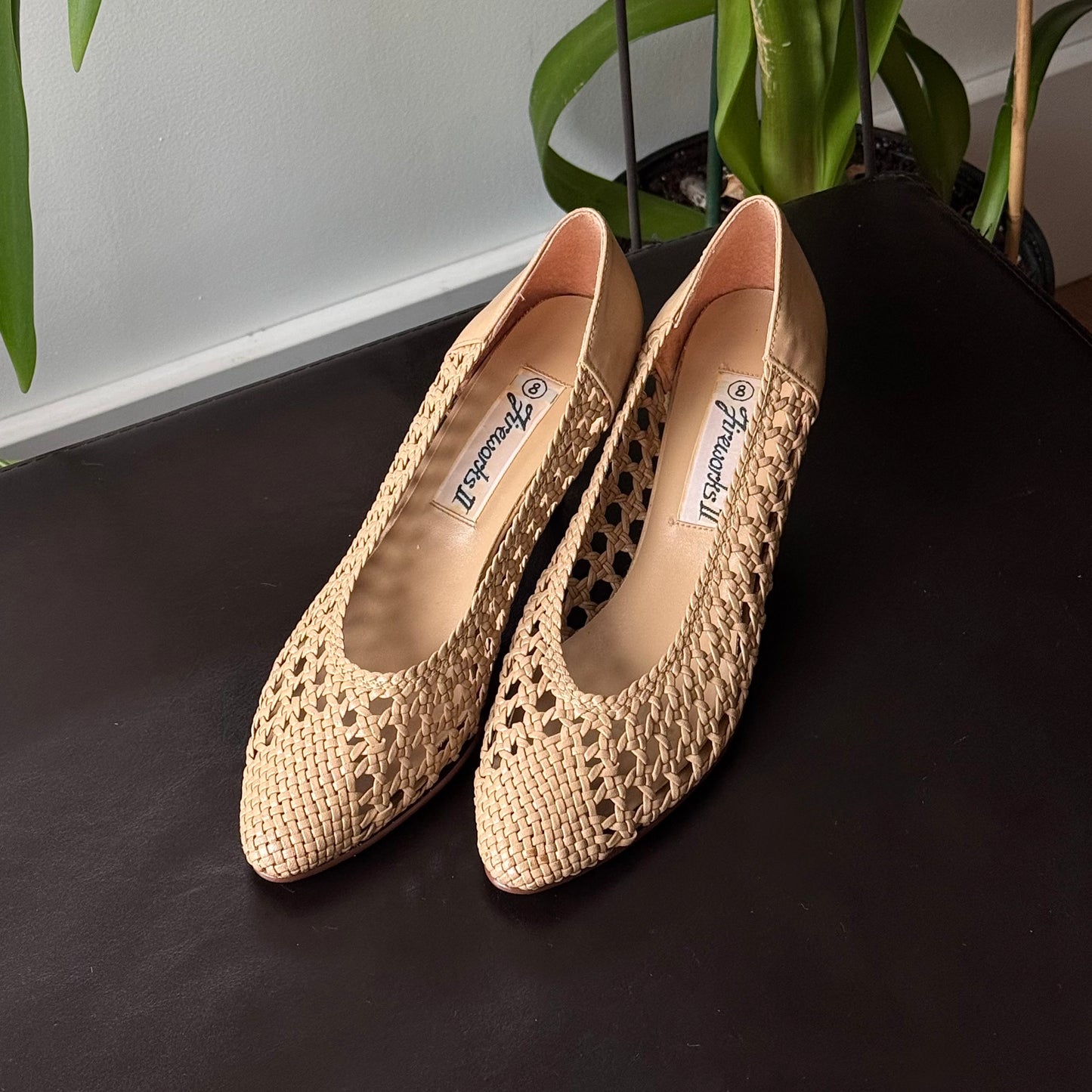 Beige Net Kitten Heels