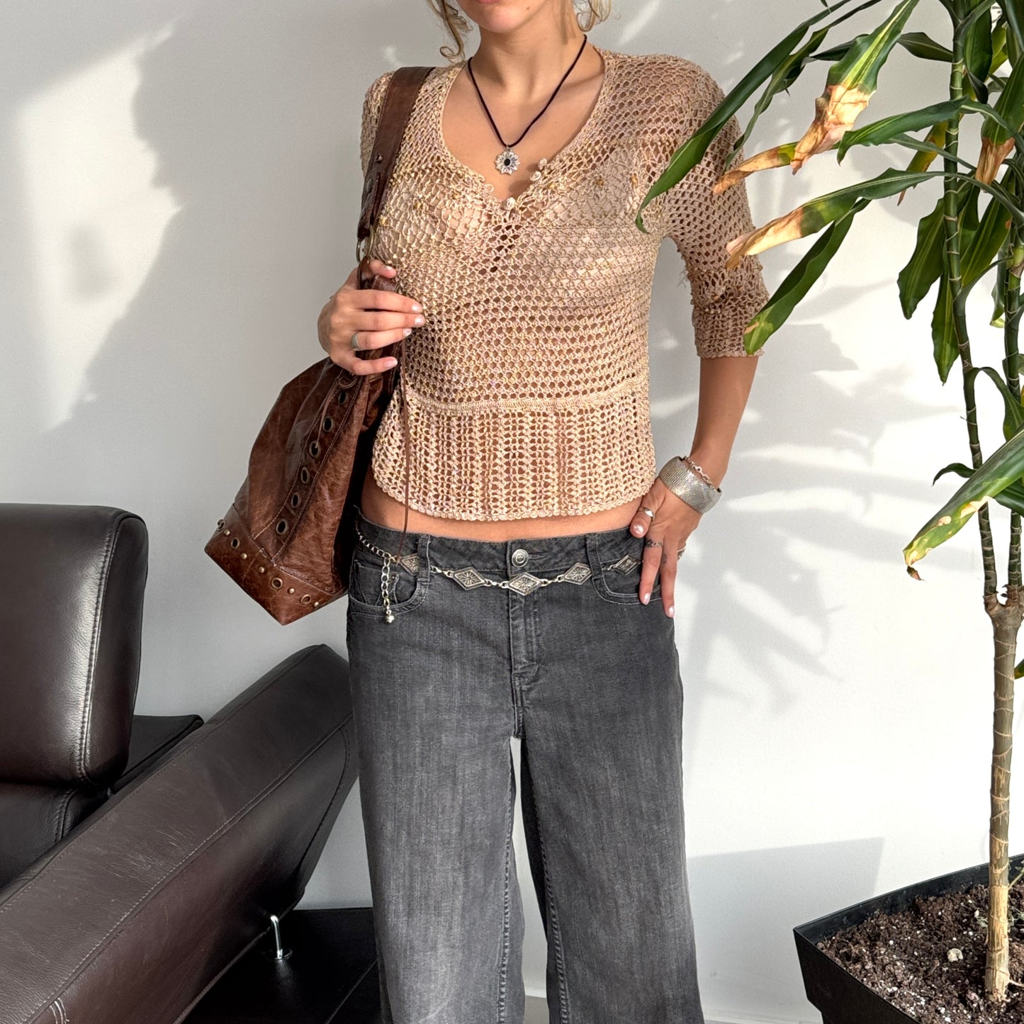 Beige Wooden Crochet