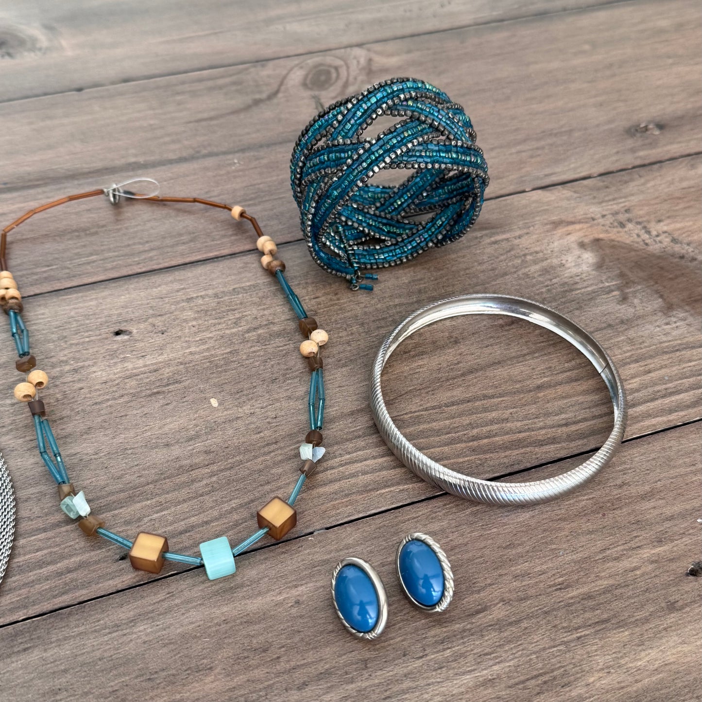Blue, Brown & Silver Jewelry Set