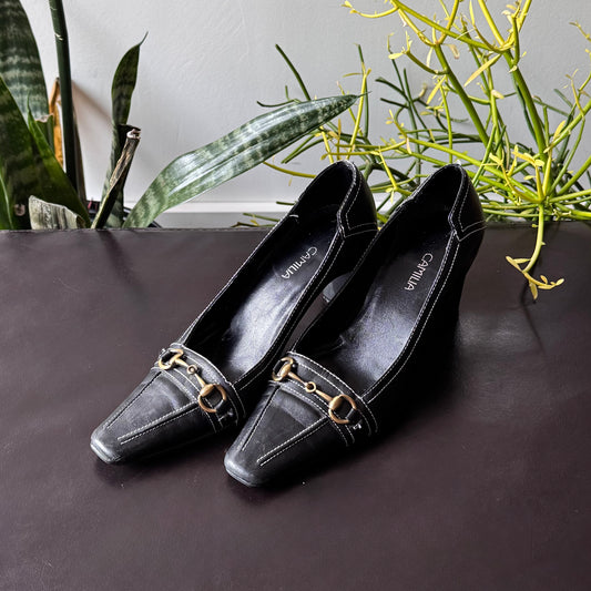 Black with Gold Hardware Heels