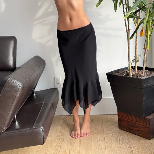 Black Mesh Layered Maxi Skirt