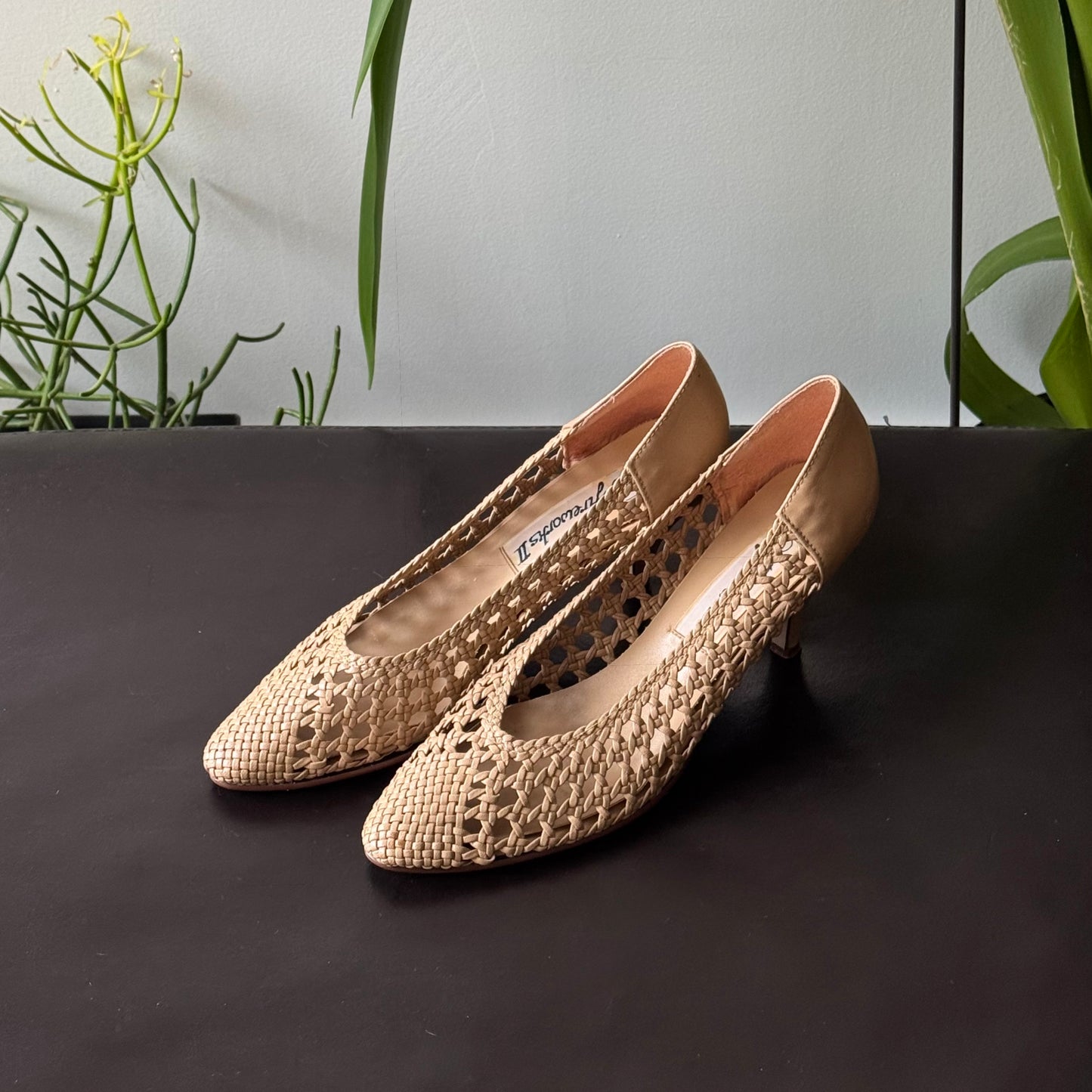 Beige Net Kitten Heels