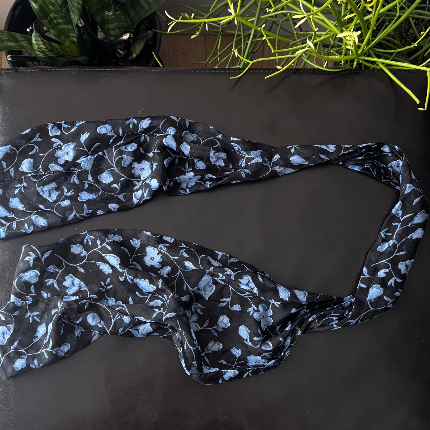 Black & Blue Floral Scarf
