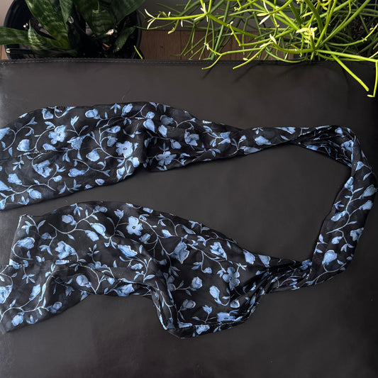 Black & Blue Floral Scarf